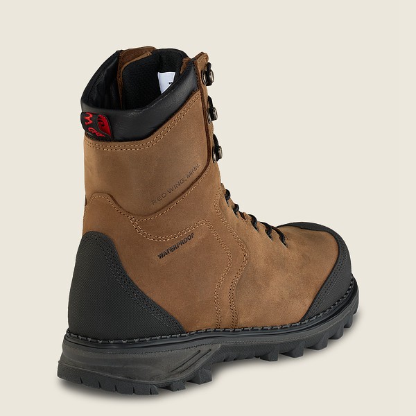 Red Wing Safety Bot Erkek - Burnside - 8-Inch Waterproof Toe - Kahverengi/Siyah - 62UMELCGW